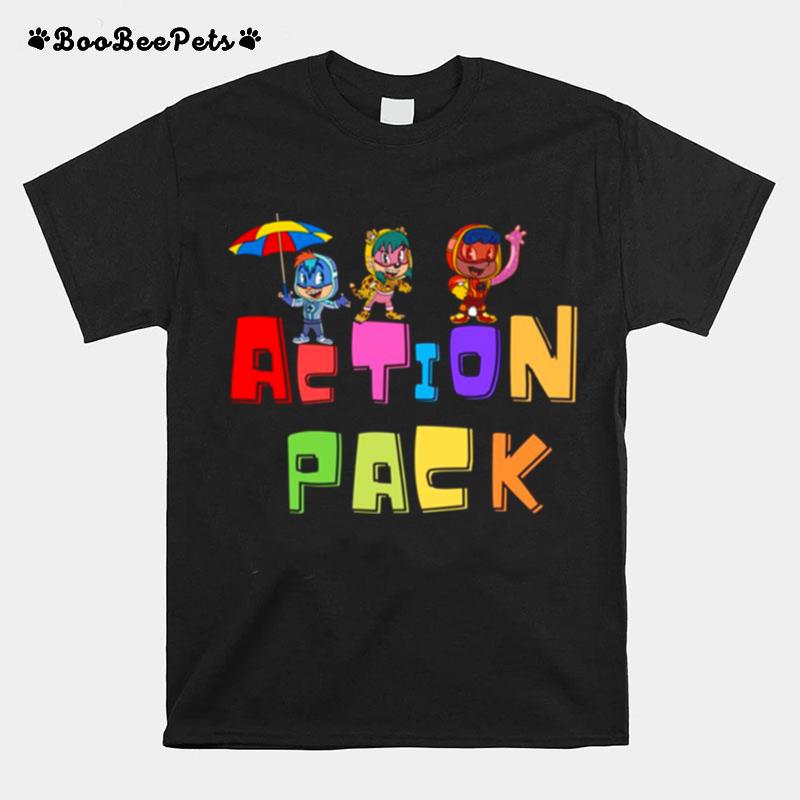 Funny Cartoon For Kids Action Pack T-Shirt