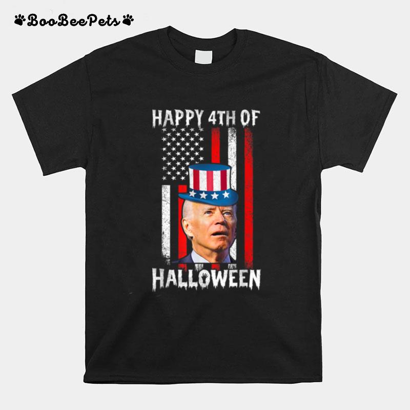 Funny Joe Biden Happy Halloween Confused 4Th Of July Us Flag T B0B4Zgx9T8 T-Shirt