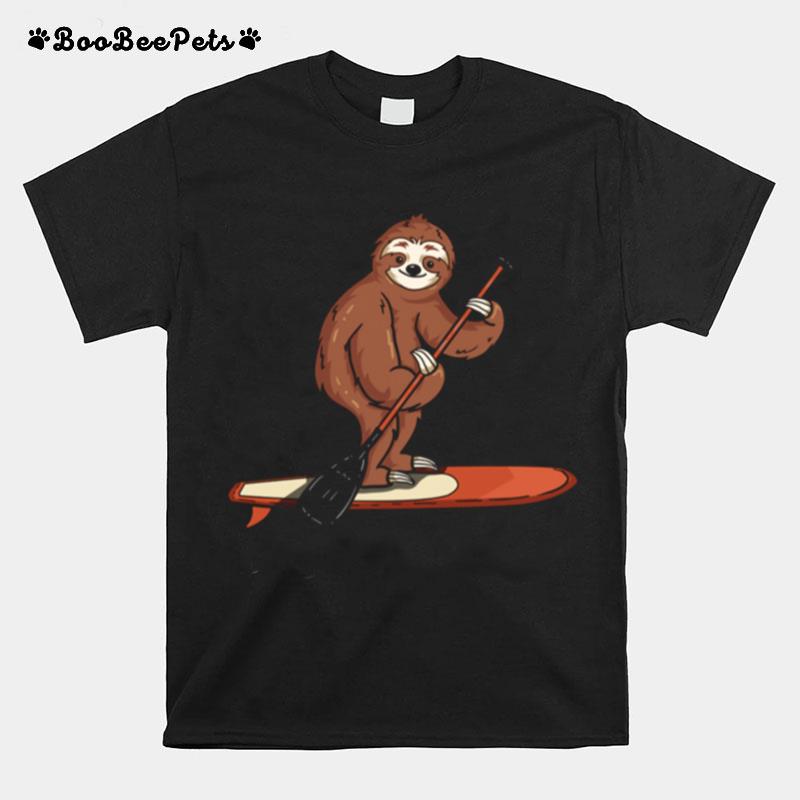 Funny Paddleboarding Sloth Paddle Board Stand Up Paddleboard T-Shirt