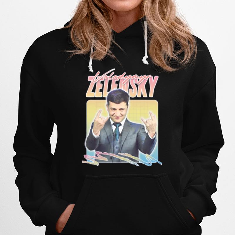 Funny Retro Graphic Of Ukrainian President Volodymyr Zelensky Hoodie