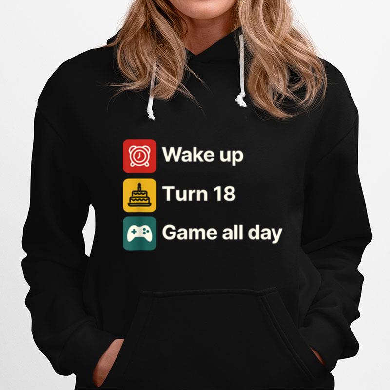 Game All Day Gamepad 18 Years Old Vintage Birthday 18Th Bday Hoodie