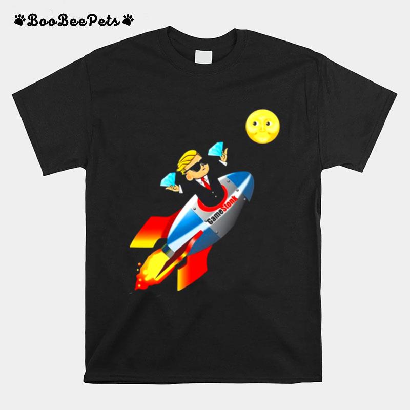 Gamestonk Wsb Rocket Ship To The Moon Gme Stock T-Shirt