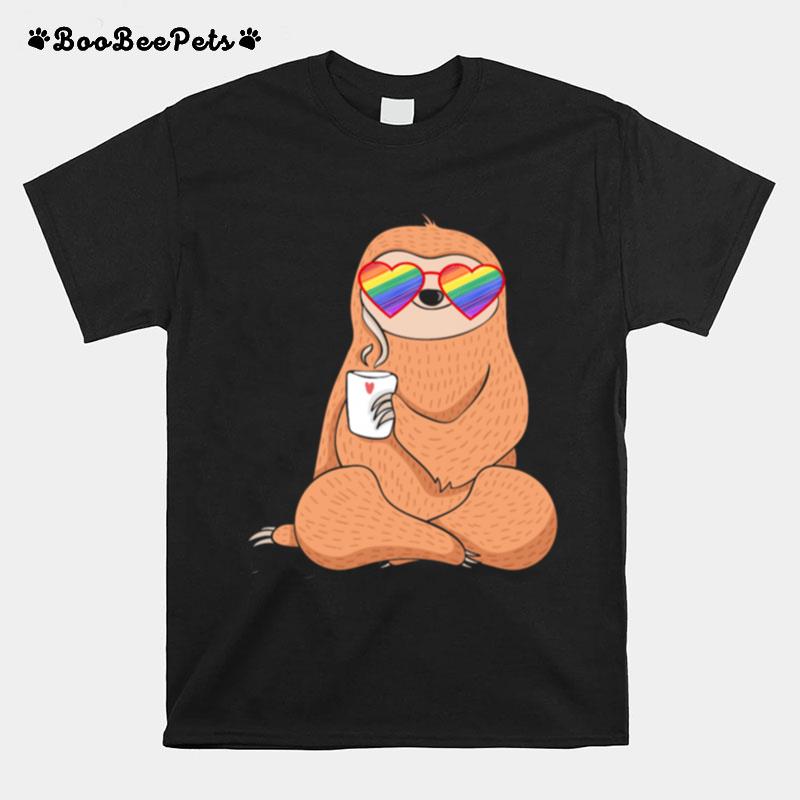 Gay Sloth Lover Lgbtq Pride Stuffns Rainbow Coffee T-Shirt