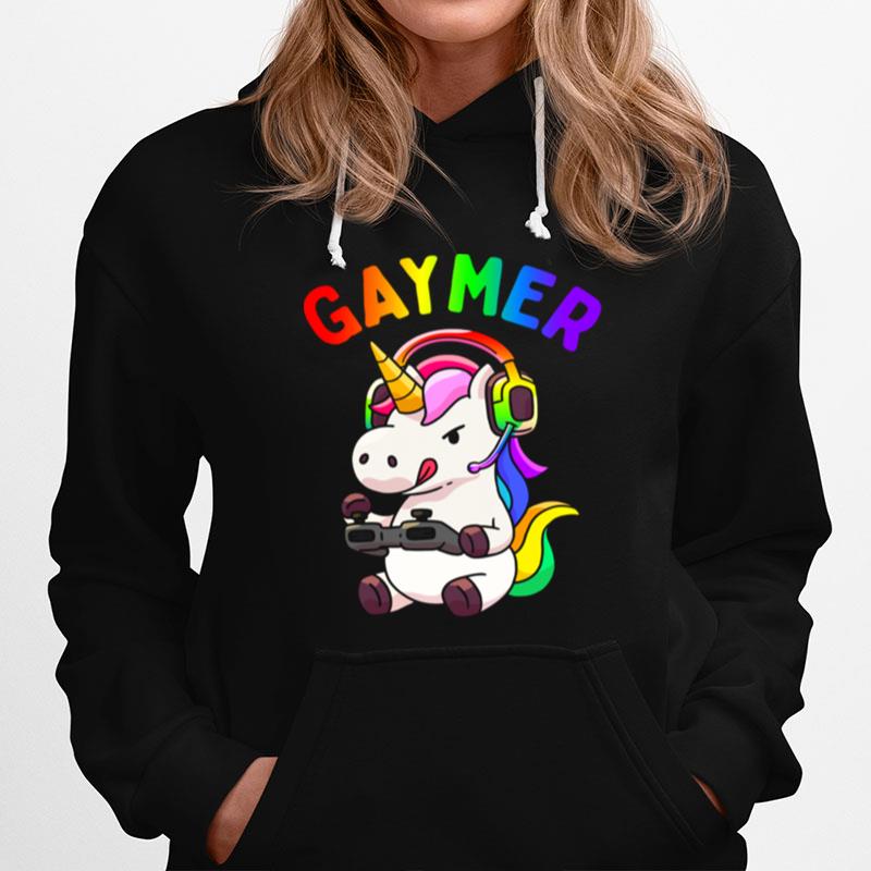 Gaymer Gay Pride Flag Lgbt Gamer Lgbtq Gaming Unicorn Hoodie