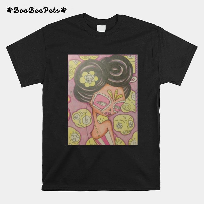 Geisha Gal Sugar Skull Day Of The Dead T-Shirt