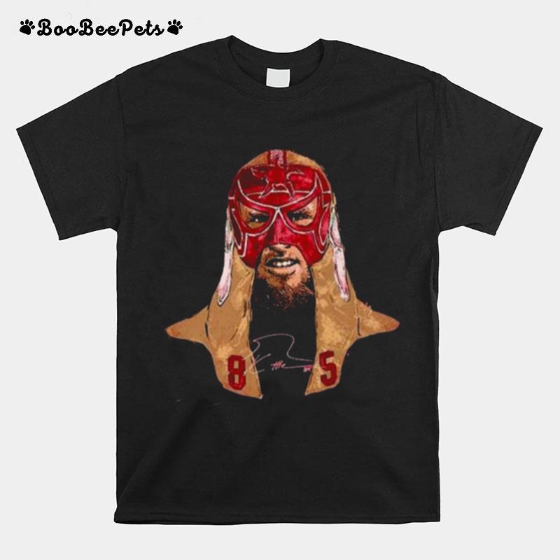 George Kittle San Francisco Luchador Mask Portrait Signature T-Shirt