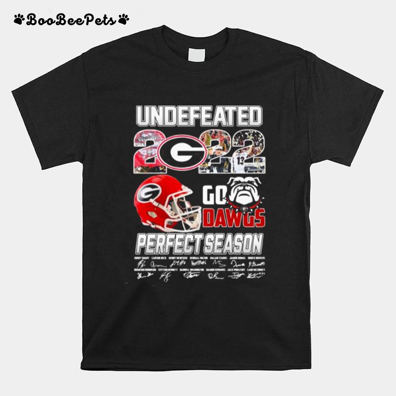 Georgia Bulldogs Undefeated 2022 Go Dawgs Perfect Season Signatures T-Shirt