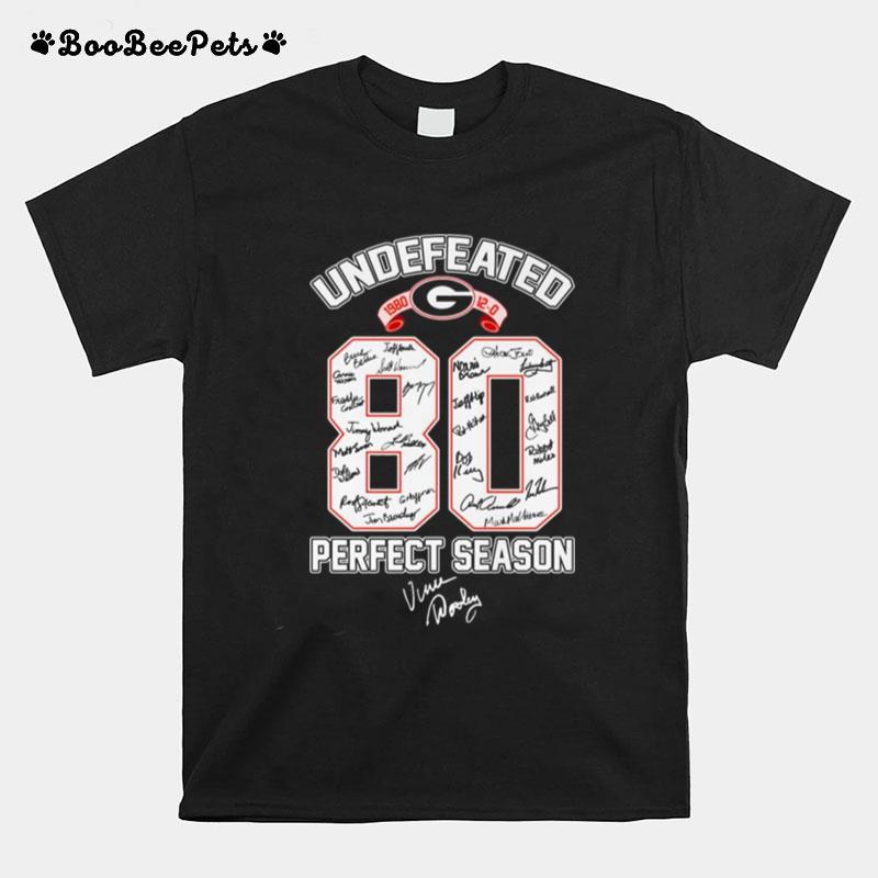 Georgia Bulldogs Undefeated 80 Perfect Season Signatures T-Shirt