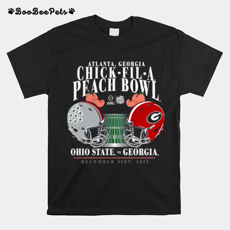 Georgia Bulldogs Vs. Ohio State Buckeyes College Football Playoff 2022 Peach Bowl Matchup Old School T-Shirt