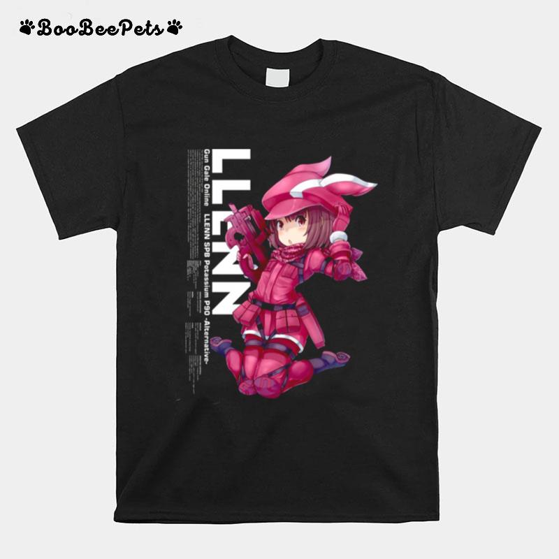 Ggo Llenn Black Background Sword Art Online Anime T-Shirt