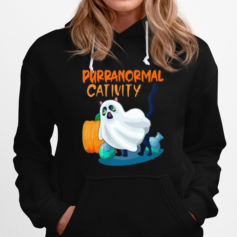 Ghost Cat Purranormal Activity Funny Halloween Hoodie