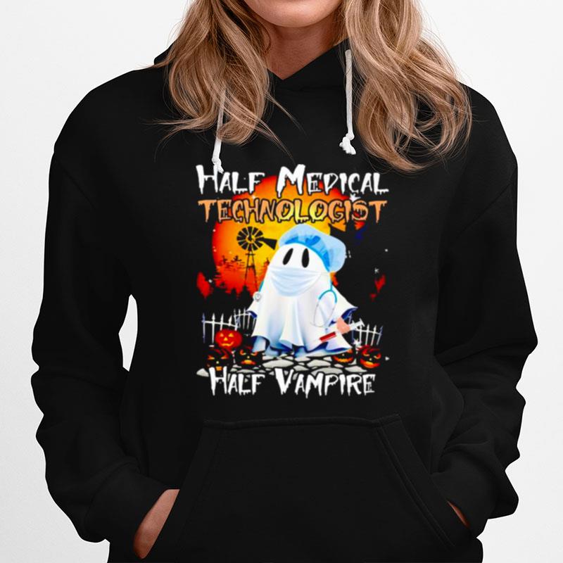 Ghost Half Medical Technologist Half Vampire Halloween Hoodie