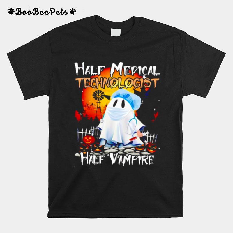 Ghost Half Medical Technologist Half Vampire Halloween T-Shirt