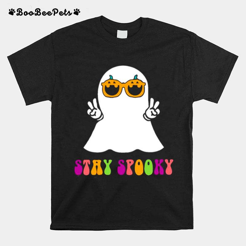 Ghost Stay Spooky Halloween Season Groovy T-Shirt