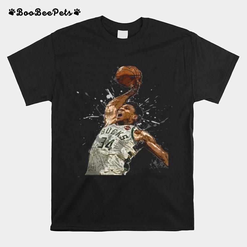 Giannis Antetokounmpo 34 Bucks Jersey Basketball T-Shirt