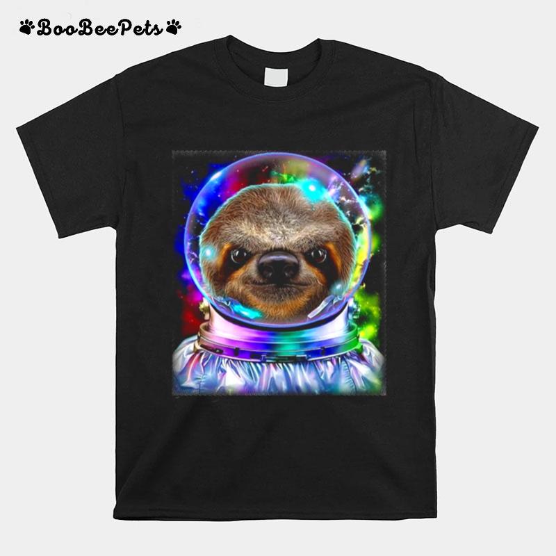 Giant Sloth As Astronaut Exploring Galaxy Space T-Shirt