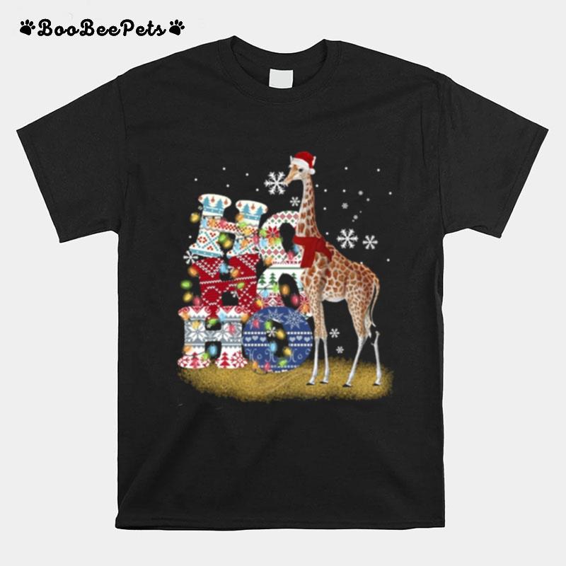 Giraffe Ho Ho Ho Christmas T-Shirt