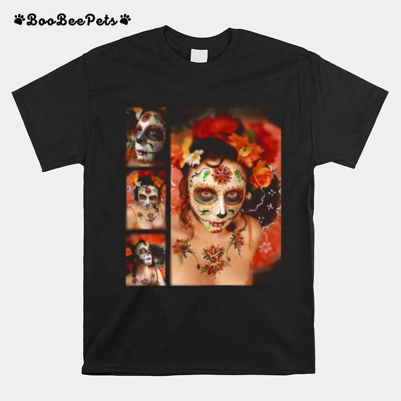 Girl Makeup Skull Dia De Los Muertos Day Of The Dead T-Shirt