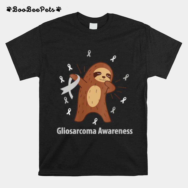 Gliosarcoma Awareness Brain Cancer Related Sloth Ribbon T-Shirt