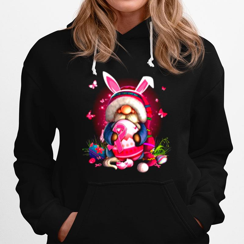 Gnome Hug Breast Cancer And Eggs Happy Easter Day Hoodie