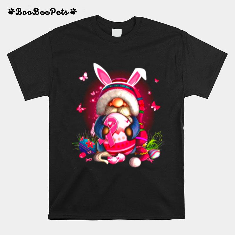 Gnome Hug Breast Cancer And Eggs Happy Easter Day T-Shirt