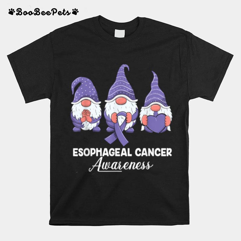 Gnomes Support With Ribbon Esophageal Cancer Awareness T-Shirt