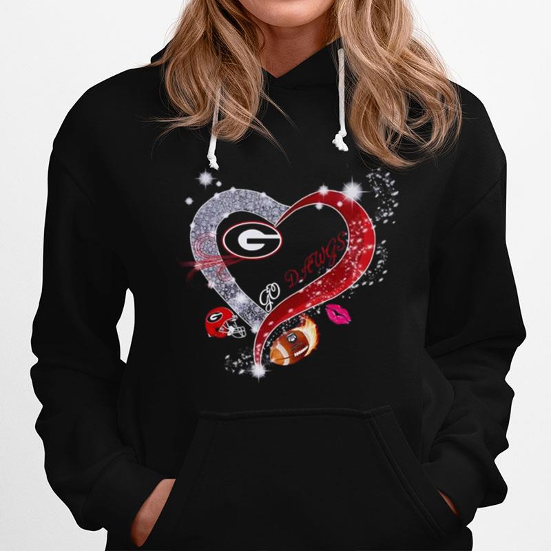 Go Dawgs Georgia Bulldogs Heart Diamond Hoodie