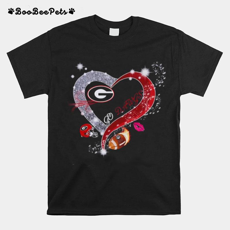 Go Dawgs Georgia Bulldogs Heart Diamond T-Shirt