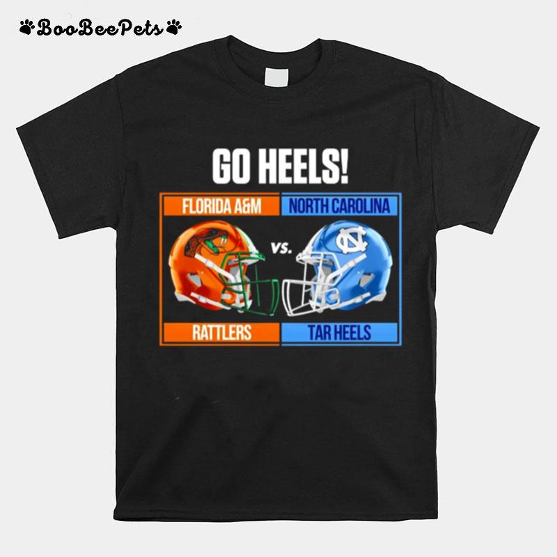 Go Heels North Carolina Tar Heels Vs. Florida Am Rattlers 2022 Hbcu Celebration Game T-Shirt