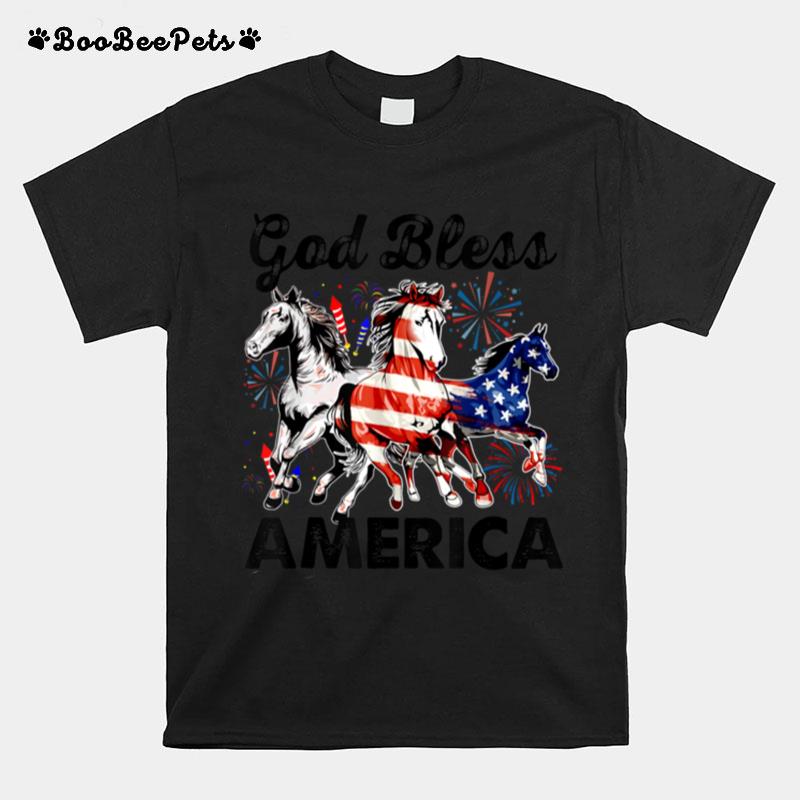 God Bless America Independence Day Horse T B0B2Qzb22S T-Shirt