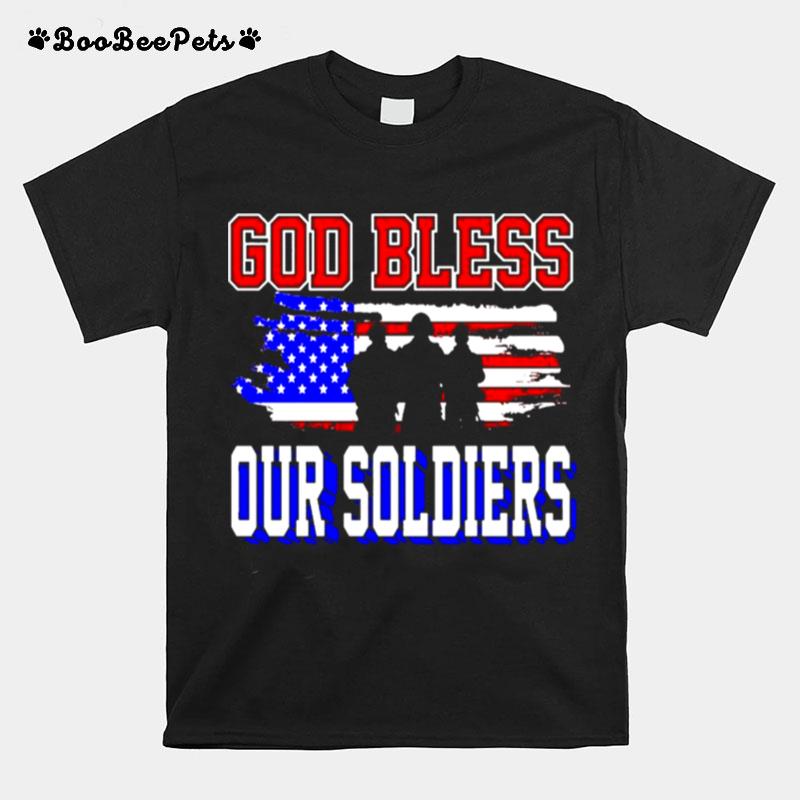 God Bless Our Soldiers American Flag T-Shirt