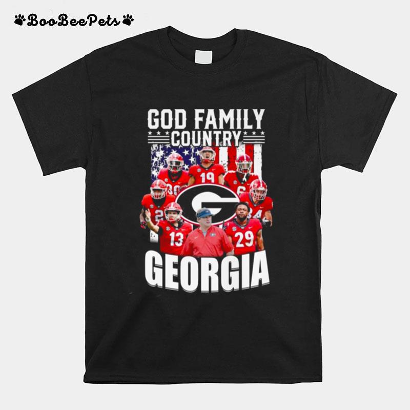 God Family Country Georgia Bulldogs Team American Flag T-Shirt