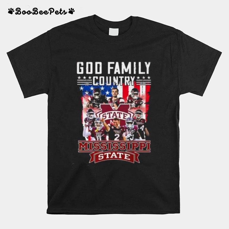 God Family Country Mississippi State Bulldogs Signatures T-Shirt