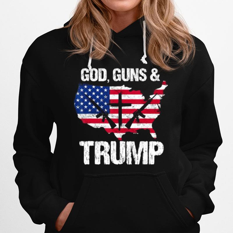 God Guns And Trumps American Flag Hoodie