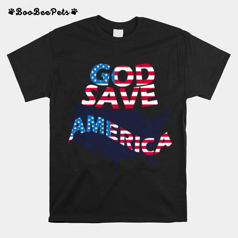 God Save America Patriotic American Flag T-Shirt