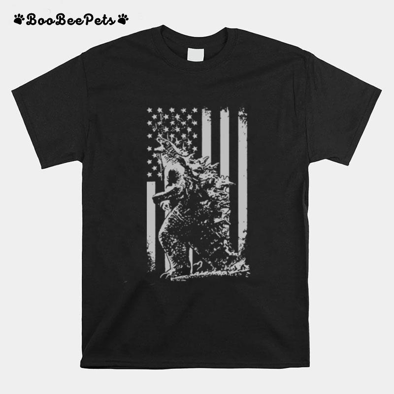 Godzilla And American Flag T-Shirt