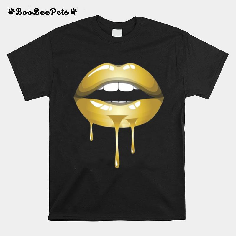 Gold Dripping Lips Female Lips T-Shirt