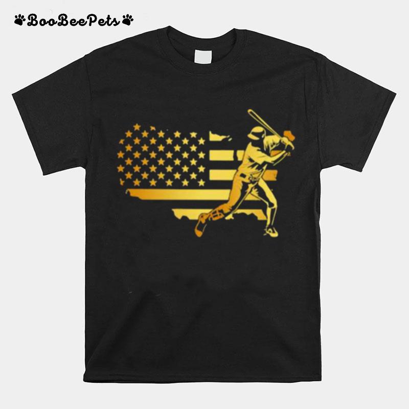 Gold Flag Baseball American T-Shirt