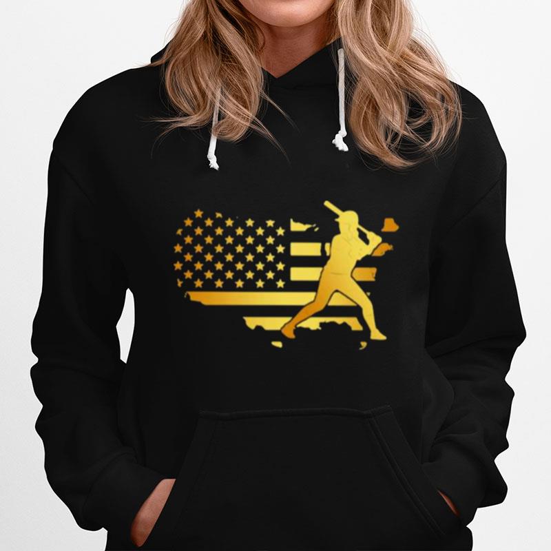 Gold Flag Softball American Hoodie