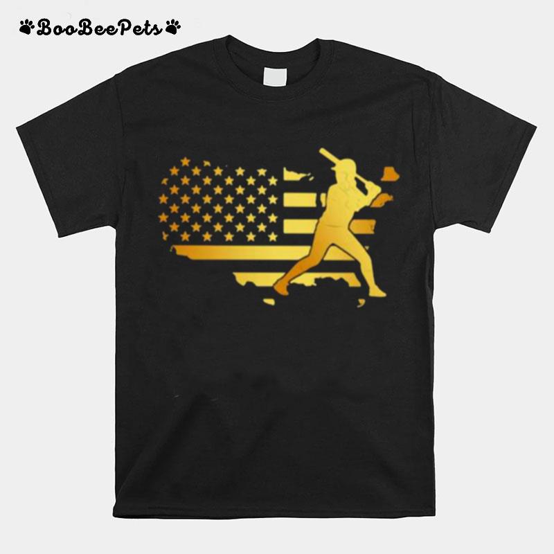 Gold Flag Softball American T-Shirt