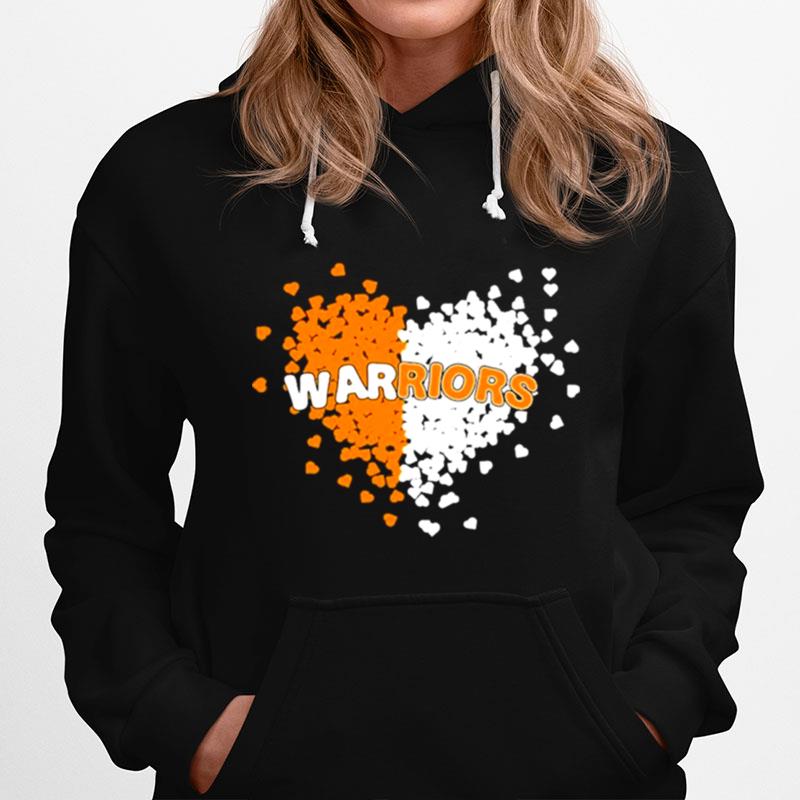 Golden State Warriors In Orange And White Heart Hoodie