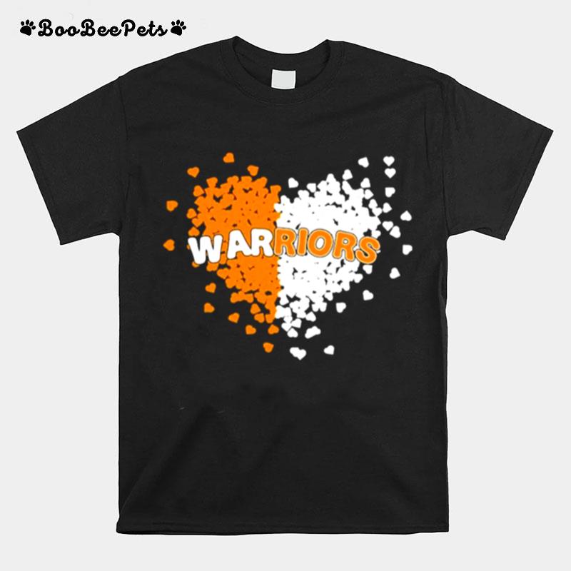Golden State Warriors In Orange And White Heart T-Shirt