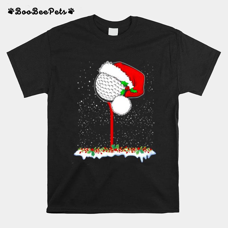 Golf Ball With Santa Hat Christmas Holiday T-Shirt