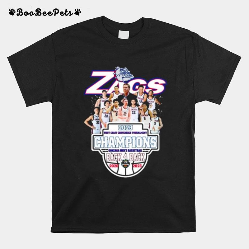 Gonzaga Bulldogs Zags 2023 West Coast Conference Tournament Champions Back 4 Back T-Shirt