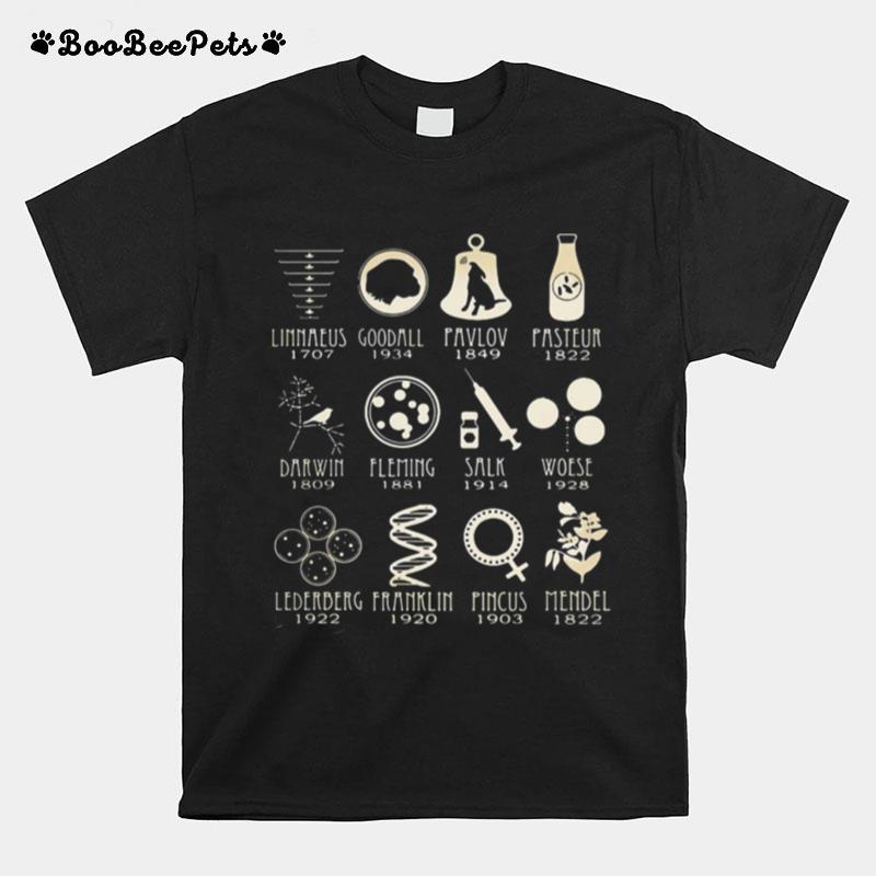 Good Science Linnaeus Goodall Pavlove Franklin Mendel Salk Thank T-Shirt