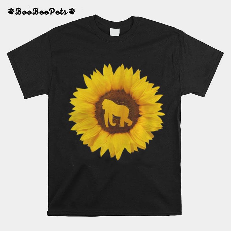 Gorilla Gift For Women Men Ape Animal Sunflower Lover T-Shirt