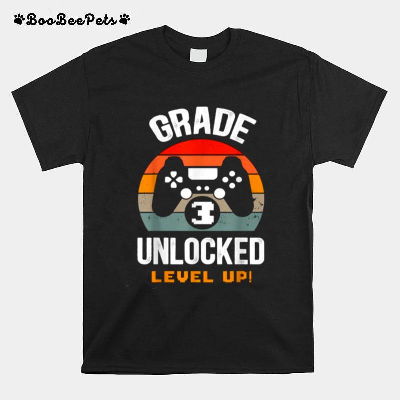 Grade 3Rd Unlocked Level Up Gamer Back To School Third Vintage T-Shirt