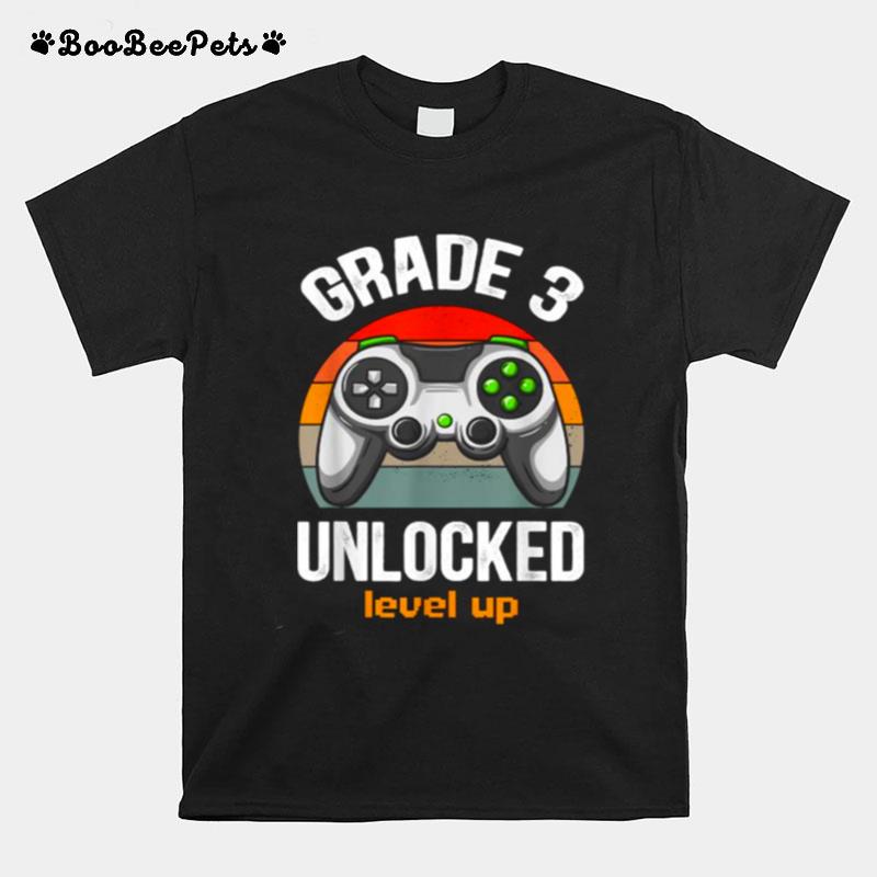 Grade 3 Unlocked Level Up Gamer Back To School 3Rd Grade Vintage T-Shirt