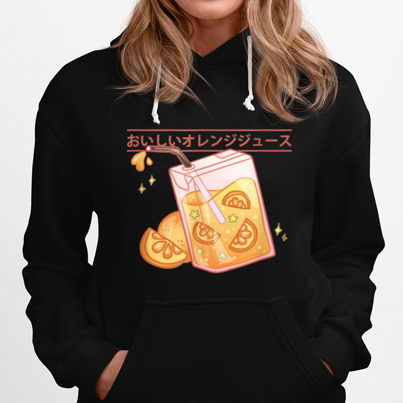 Gradient Kawaii Orange Juice Retro 90S Japanese Hoodie