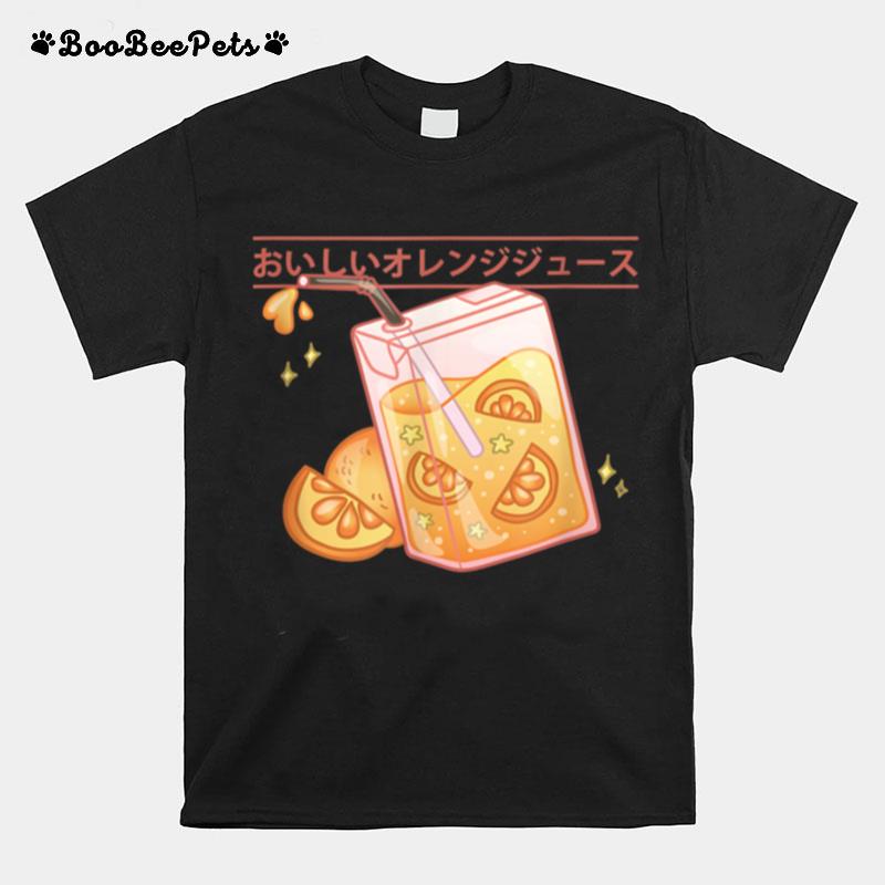 Gradient Kawaii Orange Juice Retro 90S Japanese T-Shirt